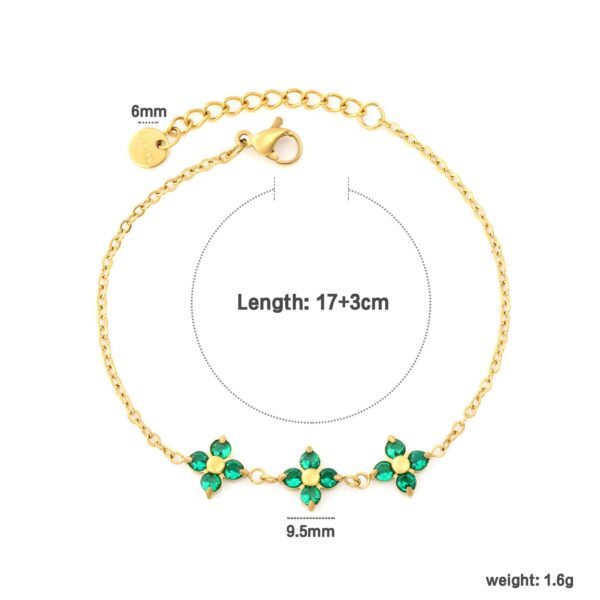 Kleeblatt Schmuckset mit smaragdgrünem Zirkonia – Halskette, Ohrringe & Armband aus Edelstahl