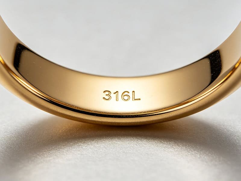 Lasergravur mit dem Stempel 316L auf der Ringinnenseite