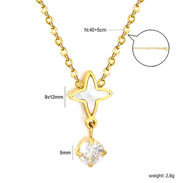 Wasserfestes Schmuckset mit Perlmutt-Stern und Zirkonia – Halskette & Ohrstecker aus 18K PVD vergoldetem Edelstahl (6) Wasserfestes Schmuckset mit Perlmutt-Stern und Zirkonia – Halskette & Ohrstecker aus 18K PVD vergoldetem Edelstahl