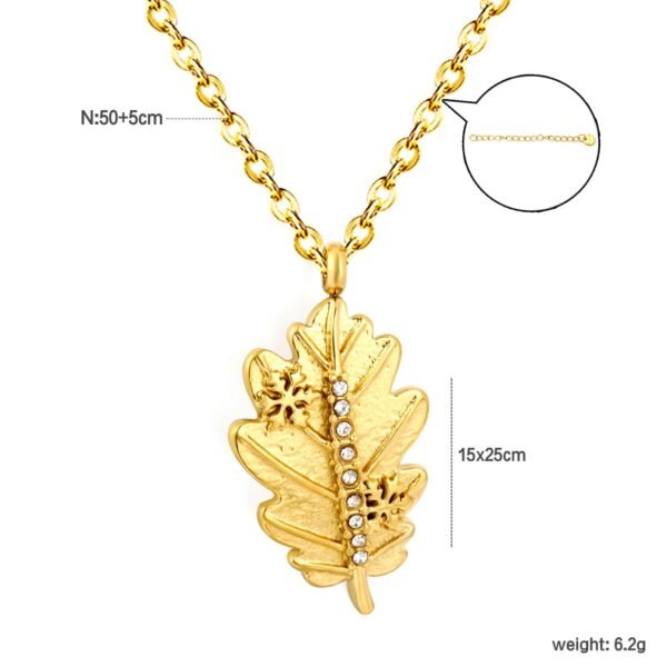 Blatt Halskette Damen Gold mit Zirkonia – 18K PVD vergoldete Edelstahl Halskette