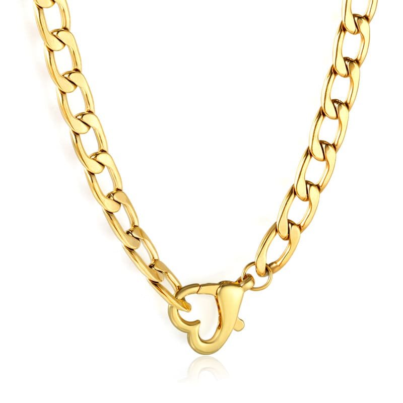 Figaro Kette aus Edelstahl mit Herzverschluss – Unisex Halskette in Gold oder Silber (5) Figaro Kette aus Edelstahl mit Herzverschluss – Unisex Halskette in Gold oder Silber