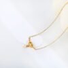 Knoten Halskette Damen Gold mit Süßwasserperle – 18K PVD vergoldete Edelstahl Halskette