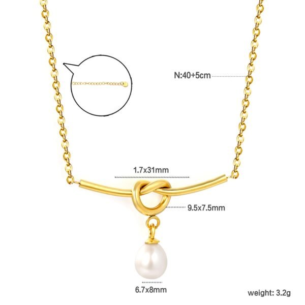 Knoten Halskette Damen Gold mit Süßwasserperle – 18K PVD vergoldete Edelstahl Halskette