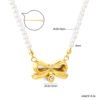 Perlenkette Damen mit Schleifen-Anhänger und Zirkonia – 18K PVD vergoldeter Edelstahl