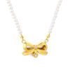Perlenkette Damen mit Schleifen-Anhänger und Zirkonia – 18K PVD vergoldeter Edelstahl