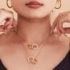 Schmuckset Damen mit Doppelring und Zirkonia – Halskette & Armkettchen aus 18K PVD vergoldetem Edelstahl