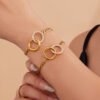 Schmuckset Damen mit Doppelring und Zirkonia – Halskette & Armkettchen aus 18K PVD vergoldetem Edelstahl