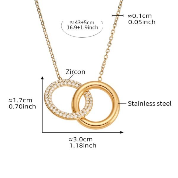 Schmuckset Damen mit Doppelring und Zirkonia – Halskette & Armkettchen aus 18K PVD vergoldetem Edelstahl