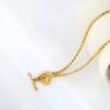 Wasserfeste Herz Halskette Damen aus Edelstahl – Goldene Minimalistische Kette mit OT-Verschluss, 18K Gold Look