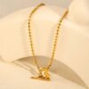Wasserfeste Herz Halskette Damen aus Edelstahl – Goldene Minimalistische Kette mit OT-Verschluss, 18K Gold Look