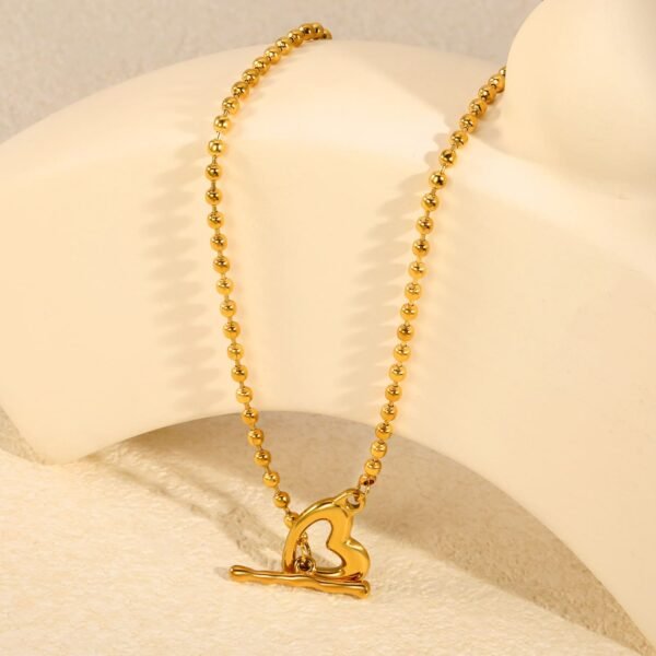 Wasserfeste Herz Halskette Damen aus Edelstahl – Goldene Minimalistische Kette mit OT-Verschluss, 18K Gold Look