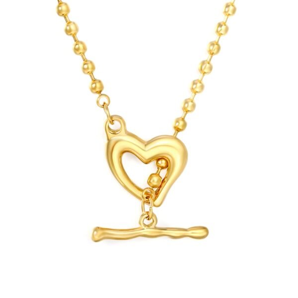 Wasserfeste Herz Halskette Damen aus Edelstahl – Goldene Minimalistische Kette mit OT-Verschluss, 18K Gold Look