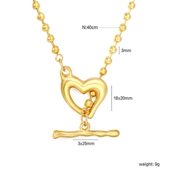 Wasserfeste Herz Halskette Damen aus Edelstahl – Goldene Minimalistische Kette mit OT-Verschluss, 18K Gold Look