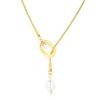 Wasserfeste Lange Perlen Halskette Damen – Goldene Edelstahl Pulloverkette mit Vintage Anhänger & Quaste