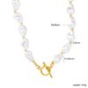 Wasserfestes Barock Perlen Schmuckset Damen – Goldene Perlen Halskette & Armband mit OT-Verschluss