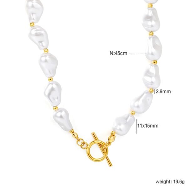 Wasserfestes Barock Perlen Schmuckset Damen – Goldene Perlen Halskette & Armband mit OT-Verschluss