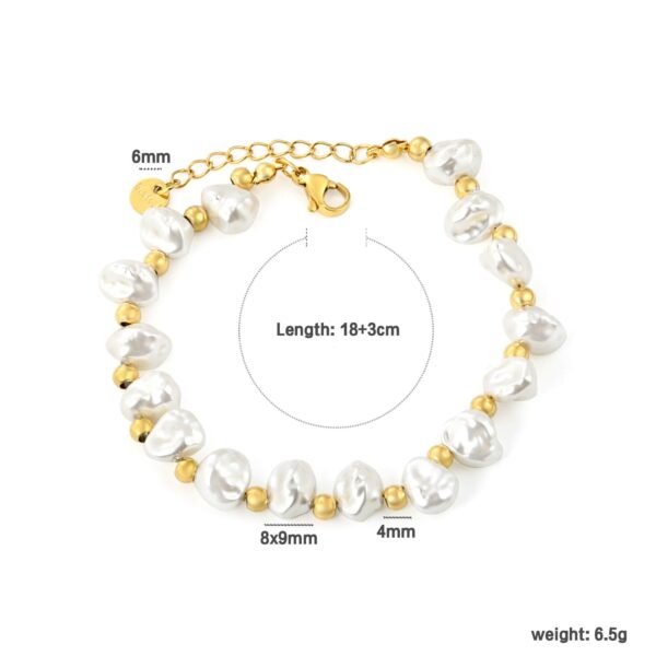 Wasserfestes Barock Perlen Schmuckset Damen – Goldene Perlen Halskette & Armband mit OT-Verschluss
