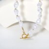 Wasserfestes Barock Perlen Schmuckset Damen – Goldene Perlen Halskette & Armband mit OT-Verschluss